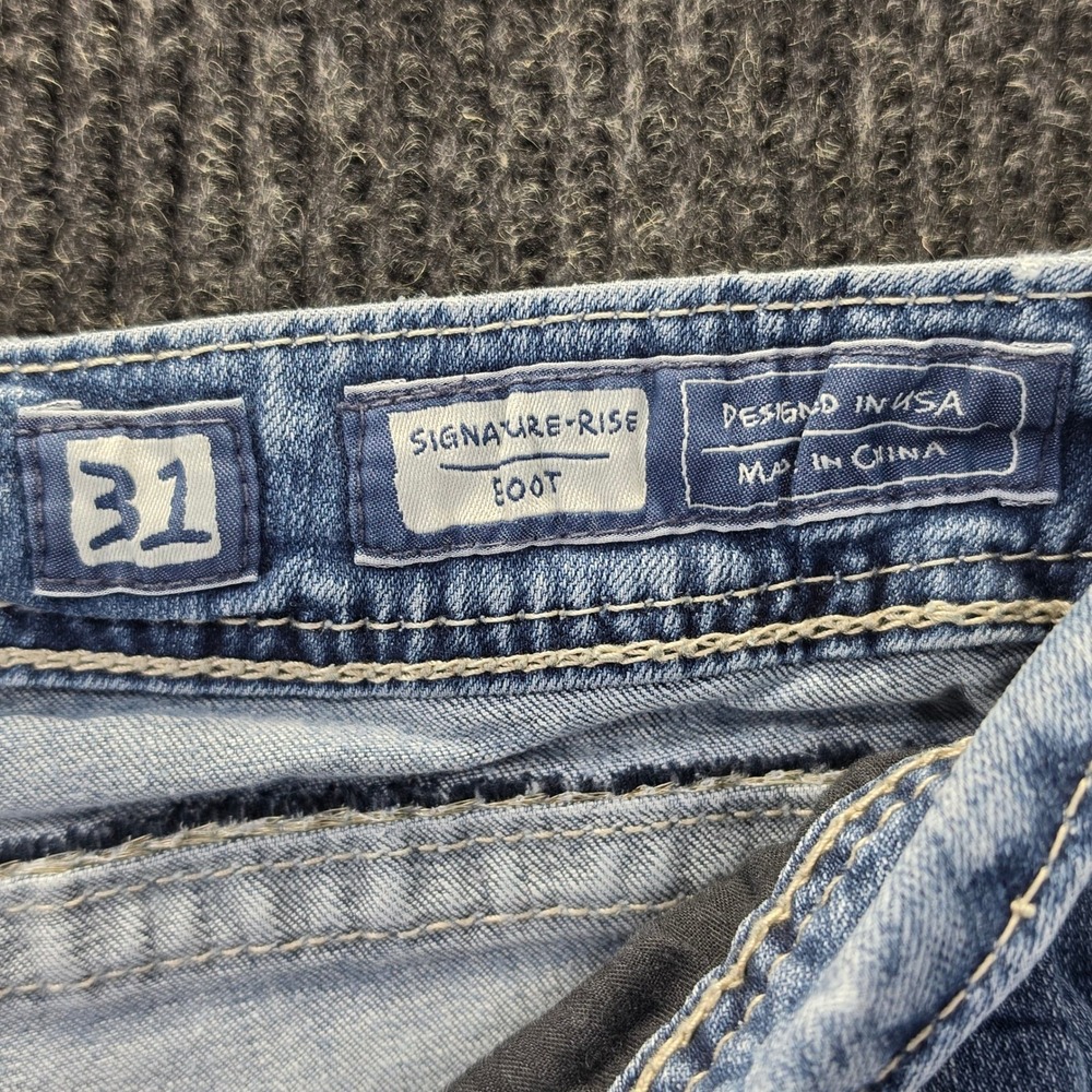 Miss Me Bootcut Jeans Womens 31 Blue Good Fleur De Lis Embroidered Studded Y2K - Picture 12 of 16